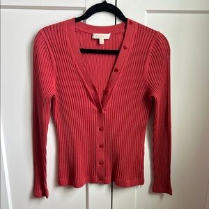 Etcetera Dark Salmon Button-Up Sweater | XS